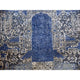 Blue Wool and Silk Jewellery Design Hand Knotted Oriental Round Rug, 10'0"x10'1"