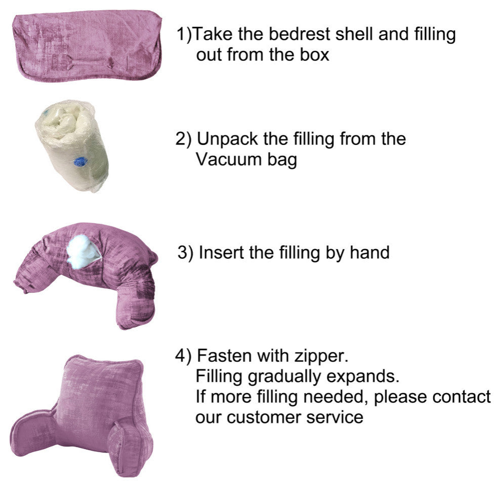 Textured Velvet DIY Bed Rest Cover and Inserts, Mauve Shadows, 20"x18"x17"