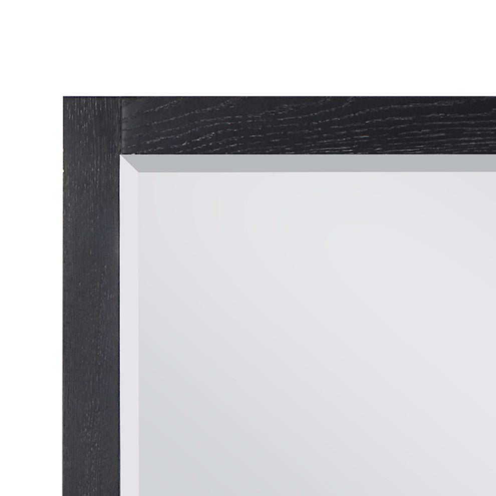 Ivy Rectangular Bathroom Wood Framed Wall Mirror, Black Oak, 48"