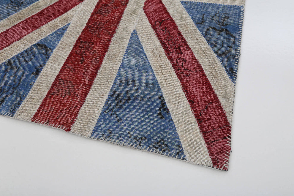 Rug N Carpet - Hand-knotted Oriental 4' 0'' x 6' 0'' Flag Patchwork Rug