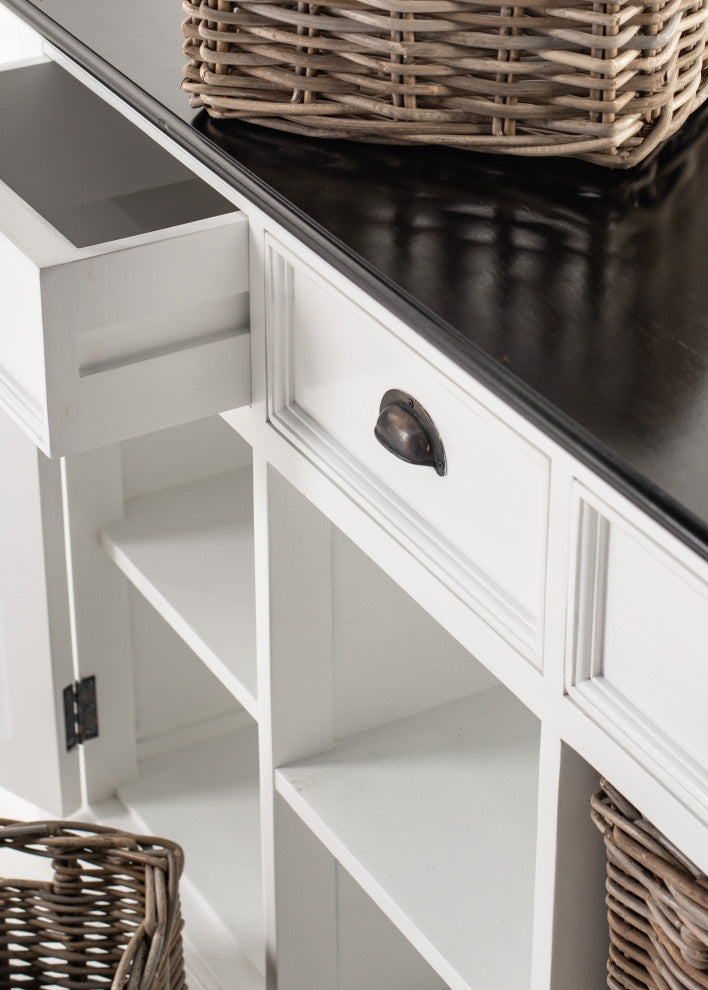 Classic White and Black Halifax Contrast Buffet with 4 Baskets