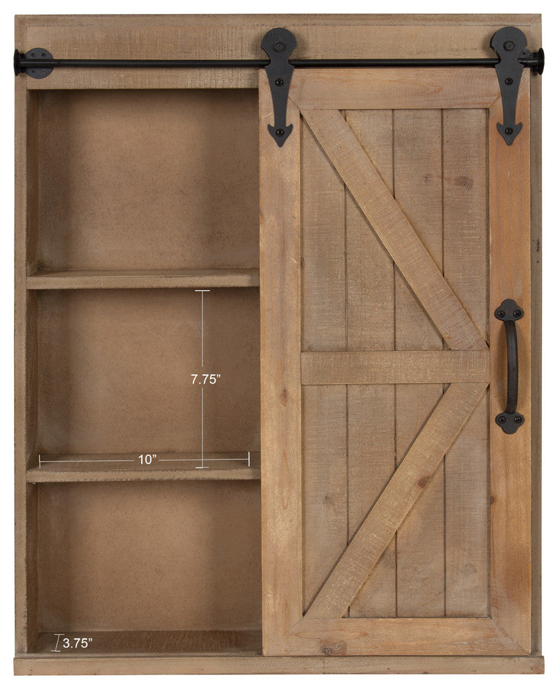 Cates Decorative Bath Medicine Cabinet Mirror with Barn Door, Rustic Brown