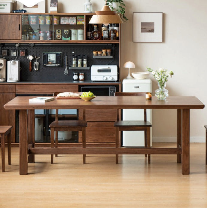 Solid Wood Dining Table, Rich Dark Walnut Color/Black Walnut 70.9" Tab