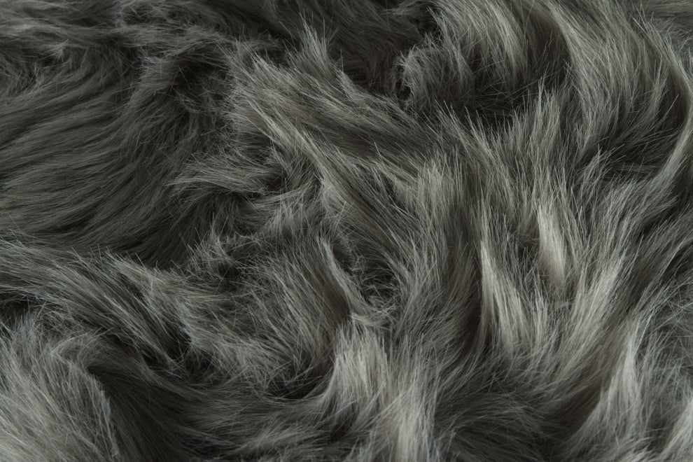 LaredoFaux Sheepskin Fur Chair Pads, 16"x16", Set of 2, Gray