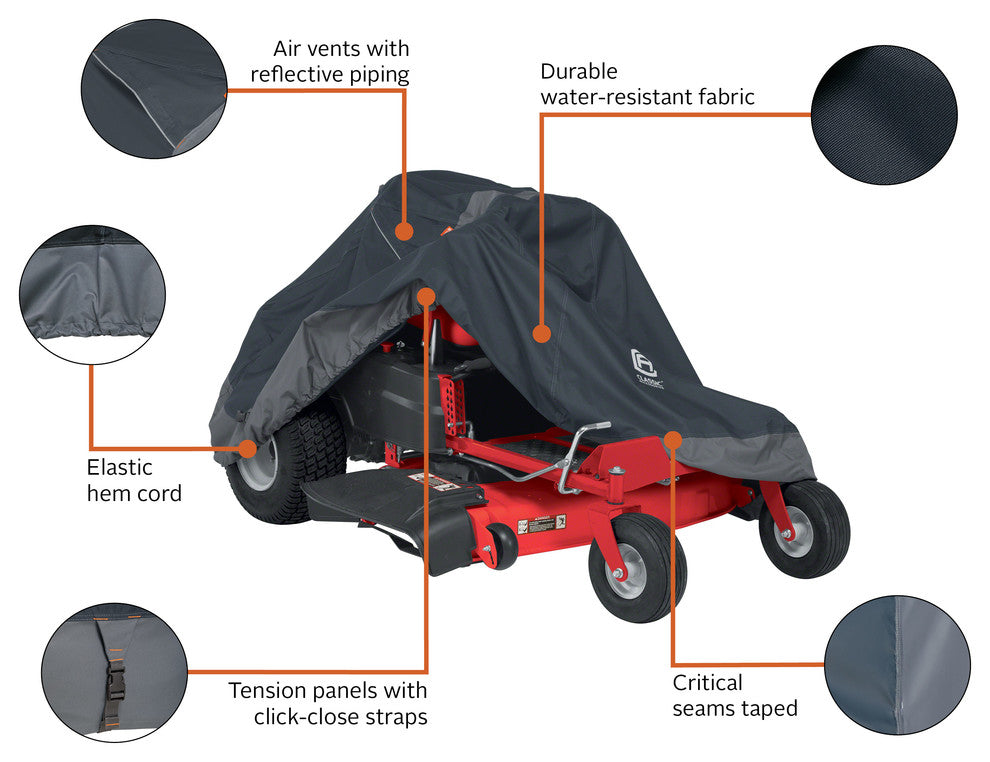 Classic Accessories StormPro RainProof Heavy-Duty Zero Turn Mower Cover, Large