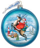 Hand Painted Scenic Glass Ornament Reindeer Santa