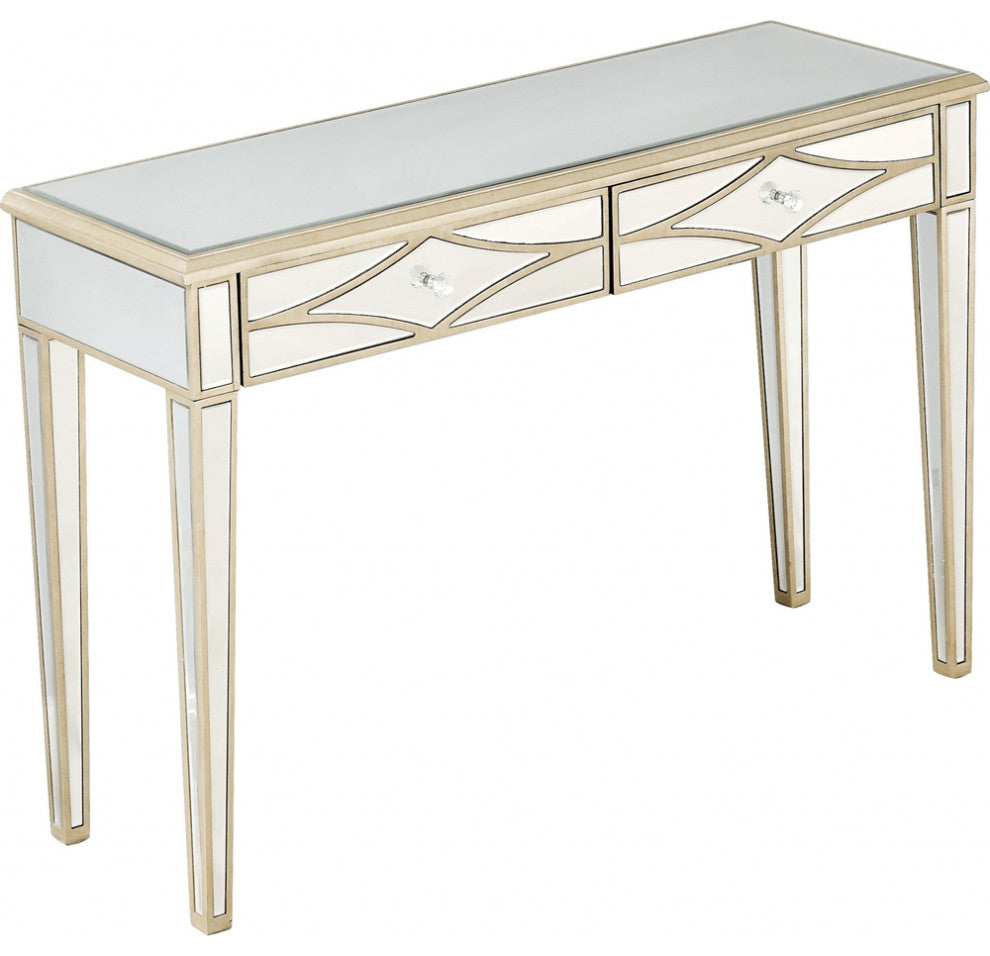 Champagne Finish Console Mirror Table