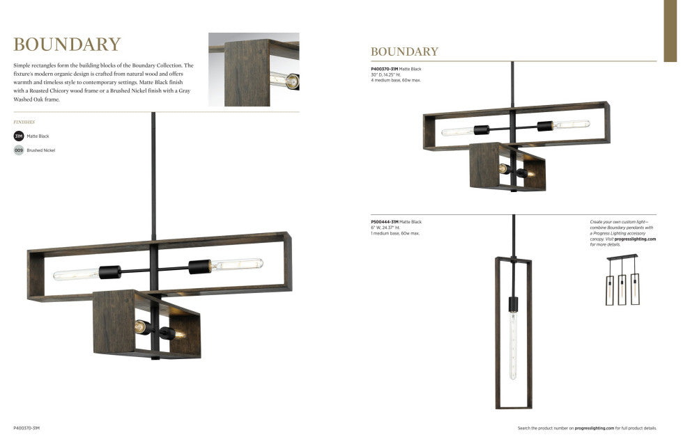 Boundary Collection 1-Light Modern Pendant, Brushed Nickel