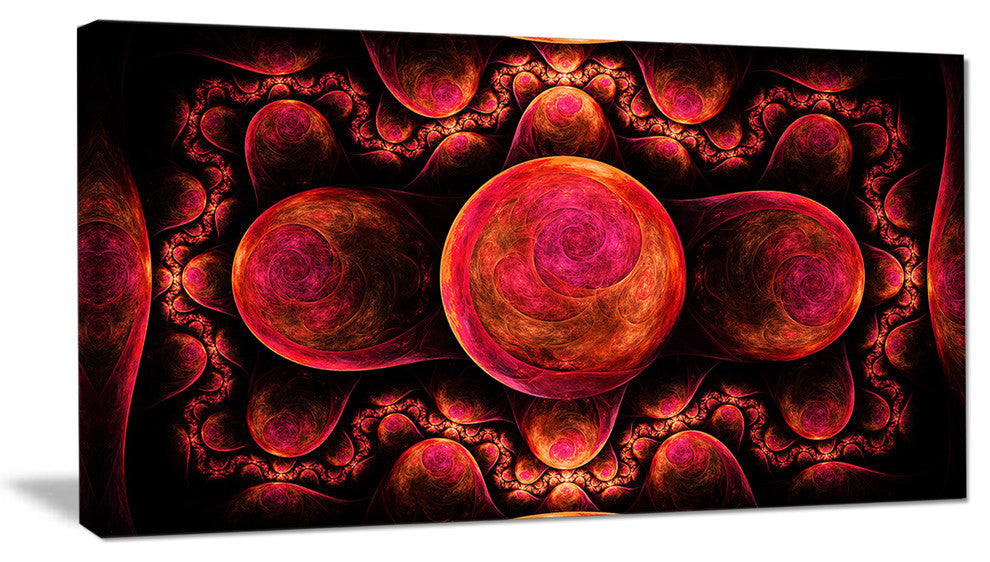 Red Exotic Fractal Pattern, Abstract Art on Canvas, 32x16