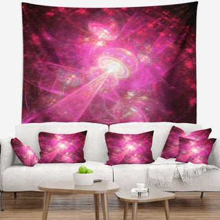 Pink Fractal Space Theme Abstract Wall Tapestry, 92"x78"
