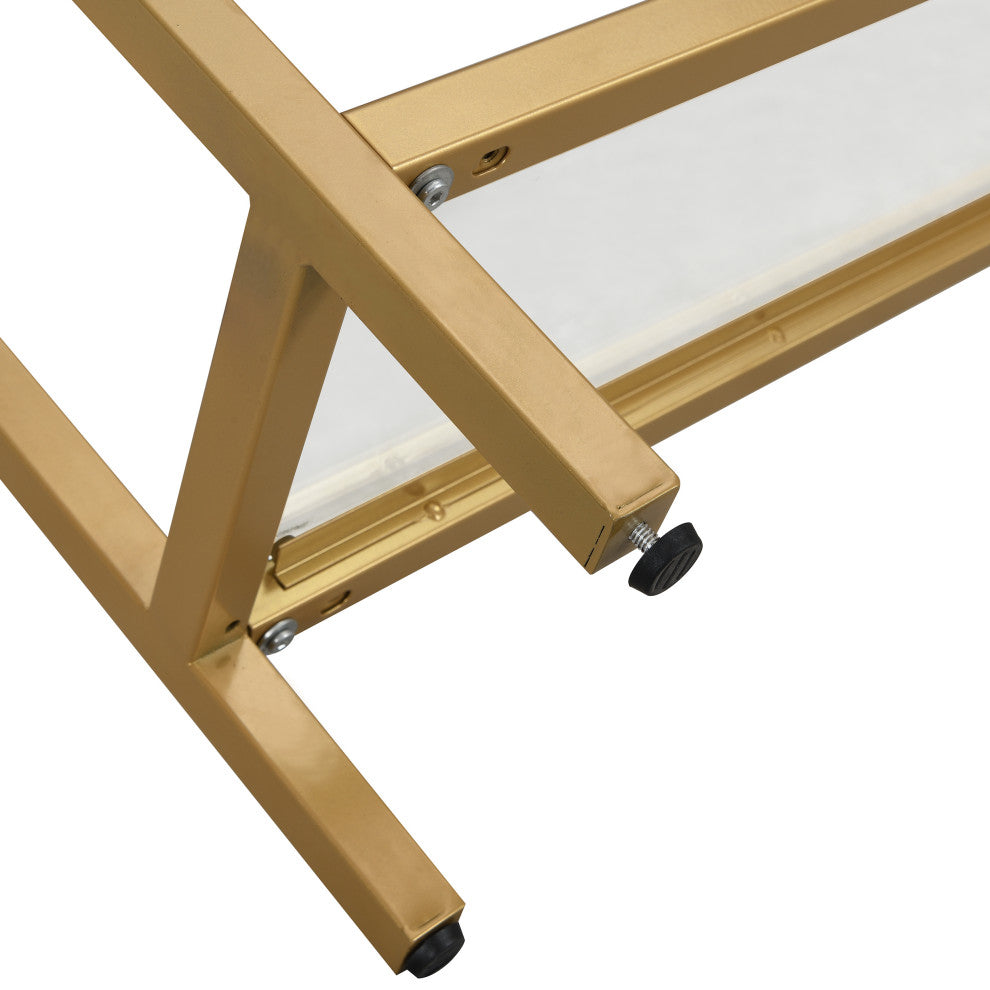 Chrysalis 3 Tier Glass Top Console, Gold