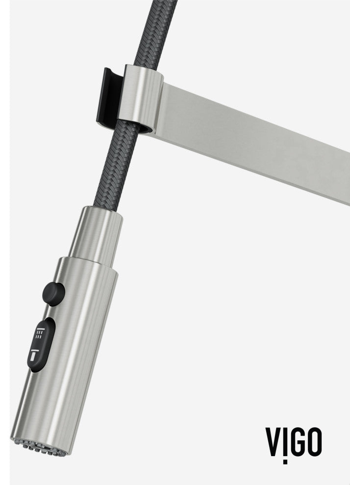 VIGO Edison Pro 20" H Single Handle Pull-Down Sprayer Kitchen Faucet, Stainless Steel