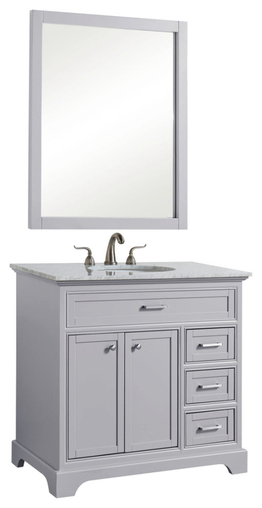Amber Single Bathroom Vanity, Blue, Light Grey, 36"