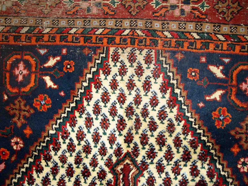 Handmade Vintage Persian Hamadan Rug, 5.7'x7.9', 175cmx240cm 1970s