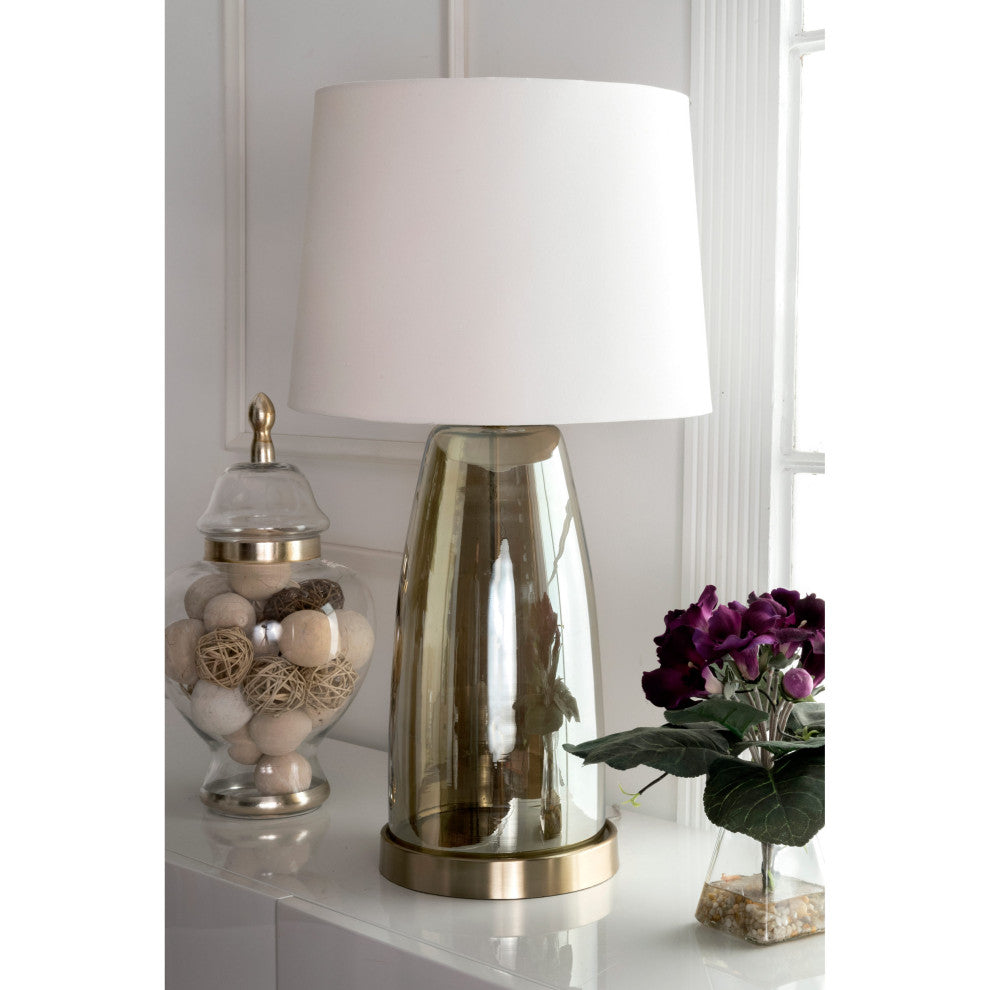 Nuloom Vivian Glass Cotton Shade Table Lamp, 28"