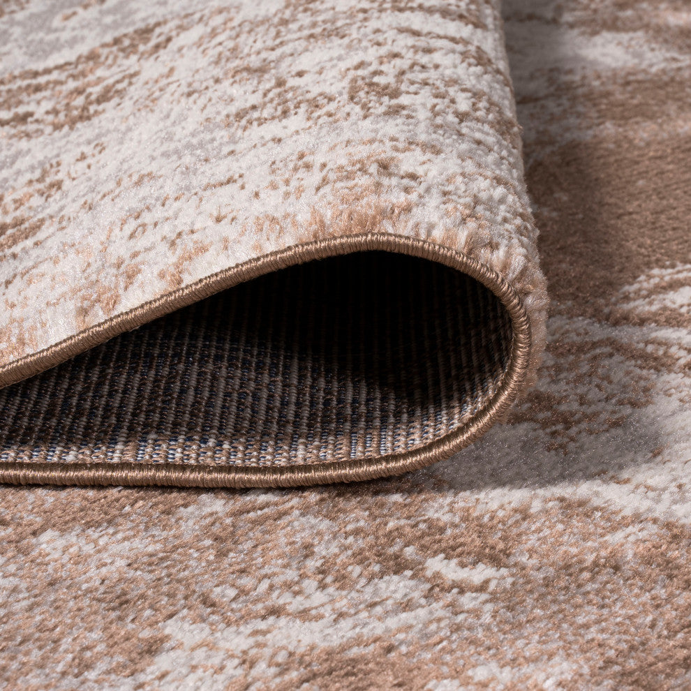 Alhambra Ornate Medallion Modern Runner Rug, Brown/Cream, 2'x10'