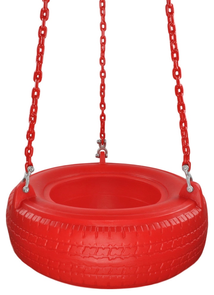 Plastic Tire Swing With Coated Chain, Red