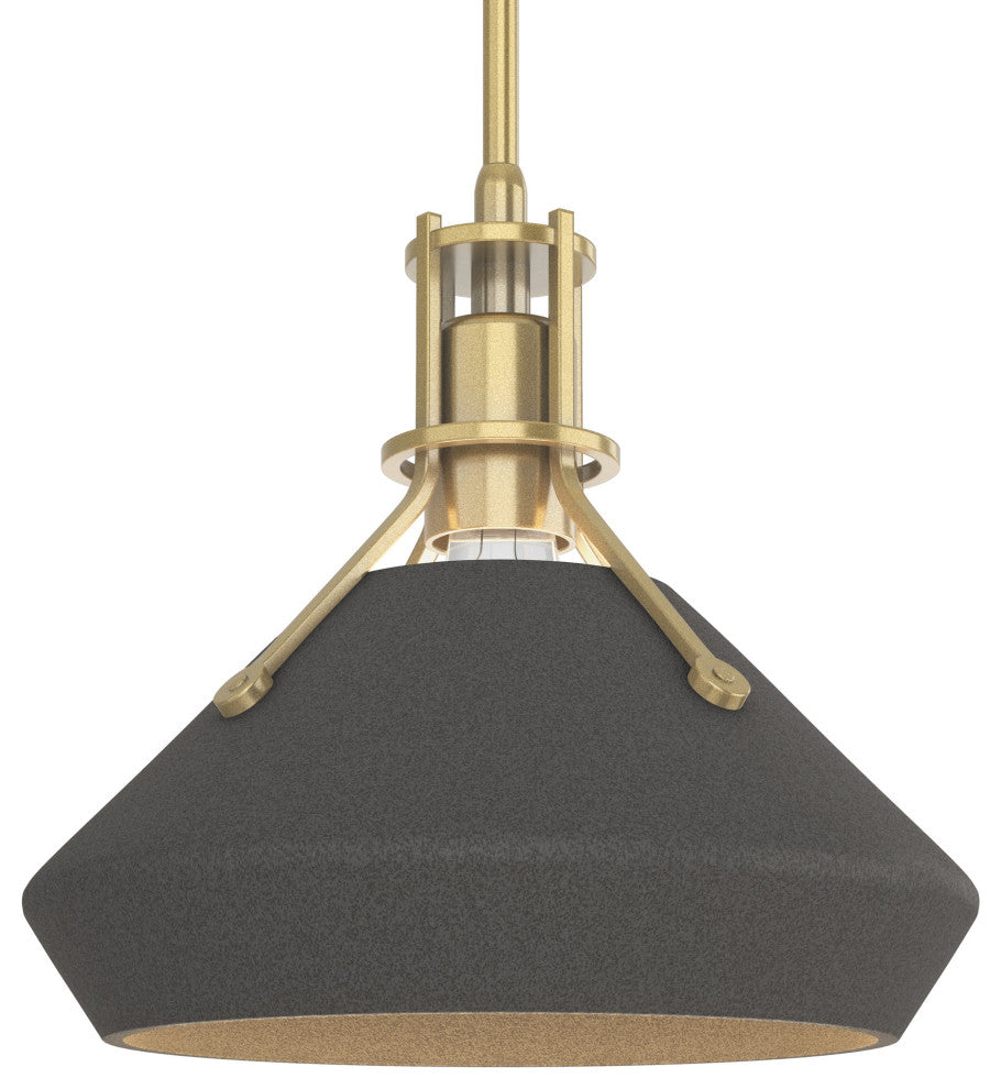 Henry with Chamfer Pendant, Modern Brass, Natural Iron Accents