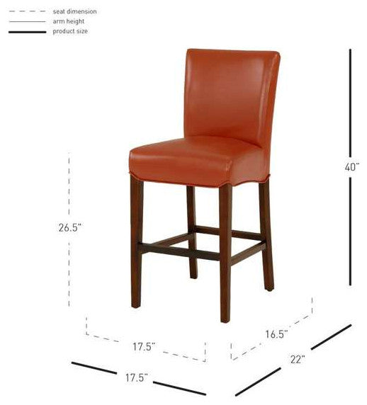 Milton Fabric Stool, Pumpkin, Counter Stool, Bonded Leather