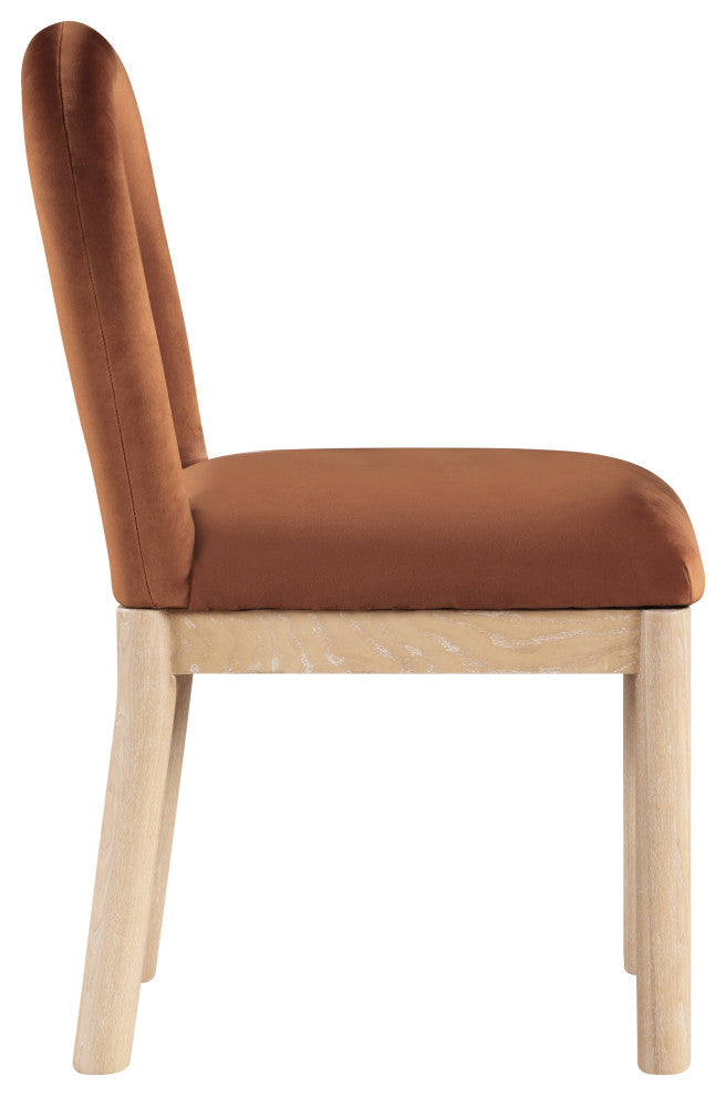 Conrad Upholstered Dining Chair, Cognac, Velvet, Natural Finish