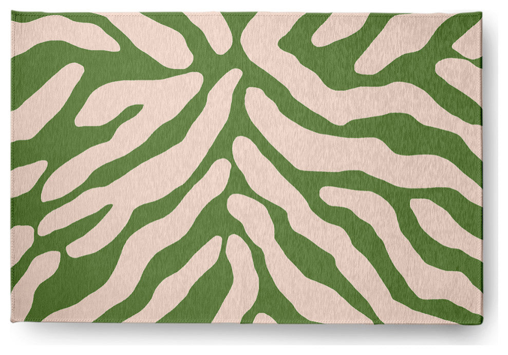 Animal Stripe Spring Chenille Rug, Light Olive, 2'x3'