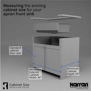 Karran Retrofit Farmhouse Quartz 34" Single Bowl Sink, Grey