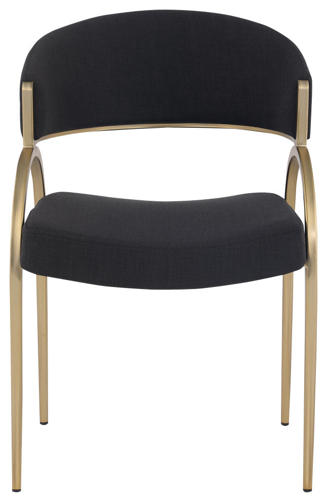 Privet Dining Chair (Set of 2), Black, Brushed Brass Finish