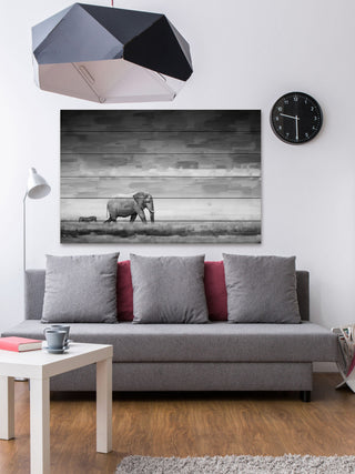 "Elephant" UV Ink Print on White Wood, 45"x30"