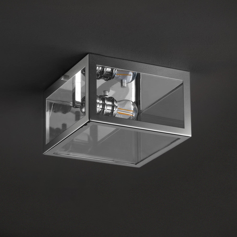 Grayson 12" Metal and Glass LED Flush Mount, Chrome