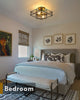 2 Light Rectangle Ceiling Light Fixture, Black, Semi Flush Mount Ceiling Lamp