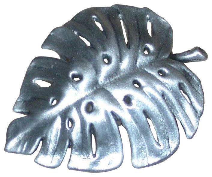 Philodendron Leaf Knob, Antique Brass