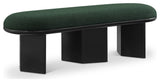 Wilshire Boucle Fabric Upholstered Bench, Green, Black Finish