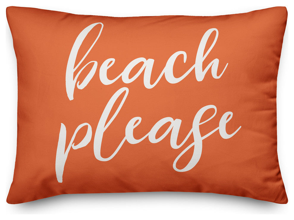 Beach Please Script Outdoor Lumbar Pillow