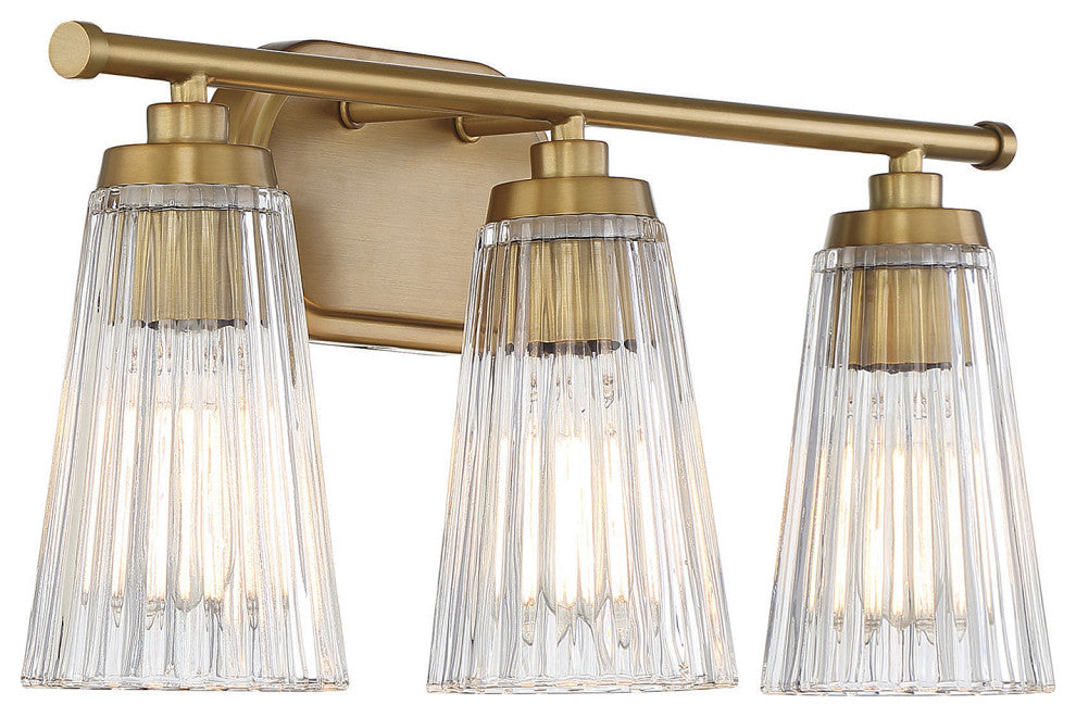Chantilly 3-Light Bathroom Vanity Light, Warm Brass