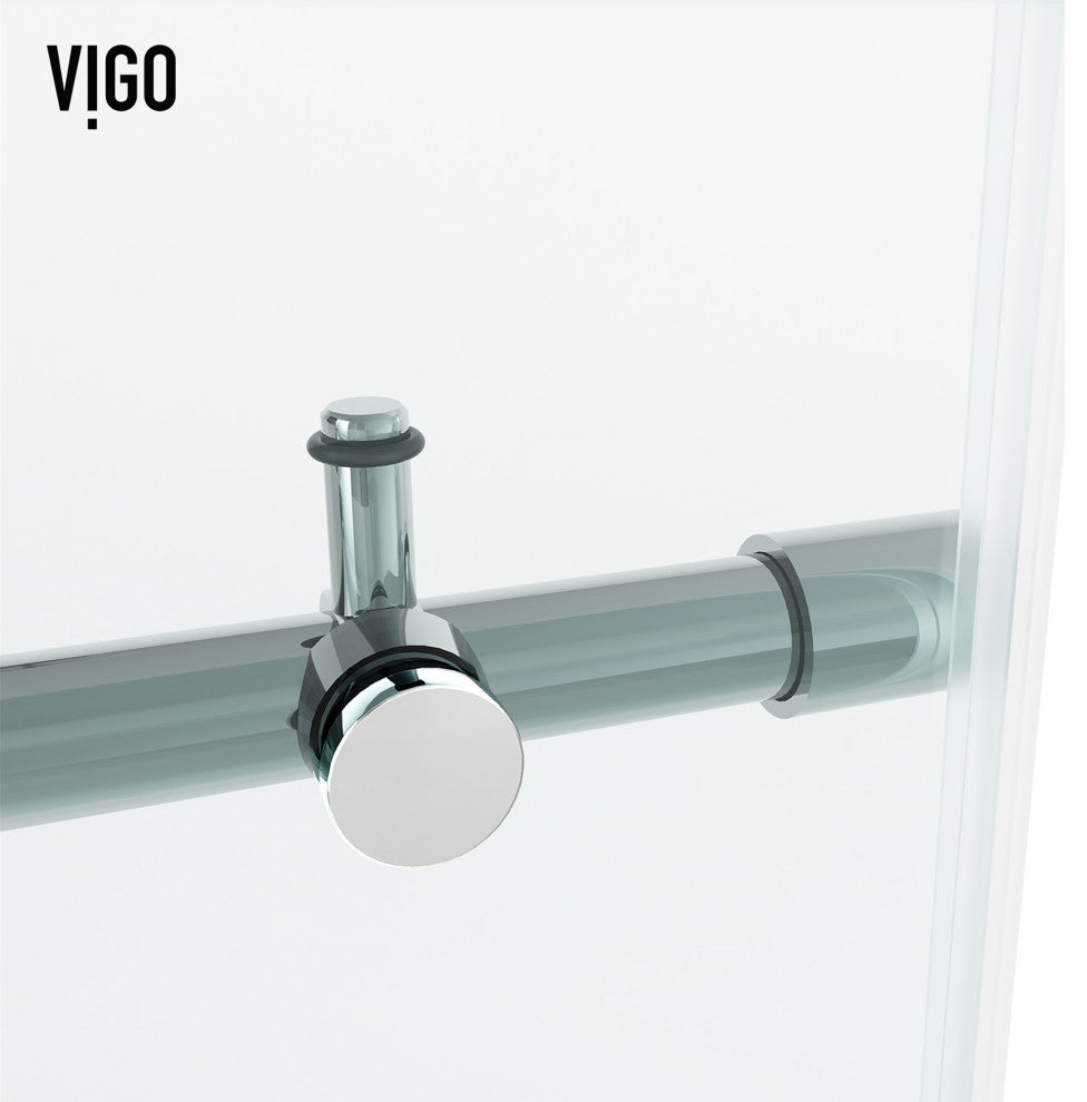 VIGO Elan Hart 56" to 60" W x 76" H Frameless Sliding Shower Door, Chrome, Clear Glass