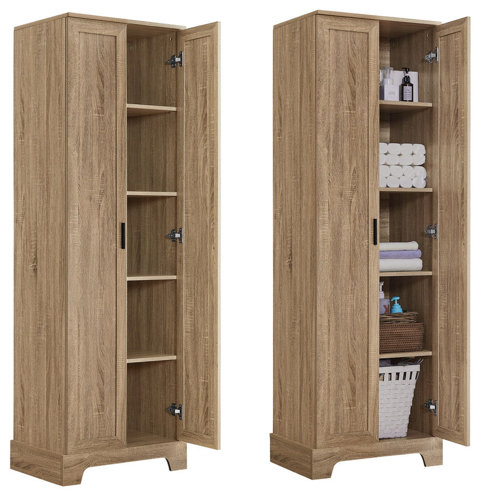 Brown Storage Cabinet With 2-Doors and Adjustable Shelf