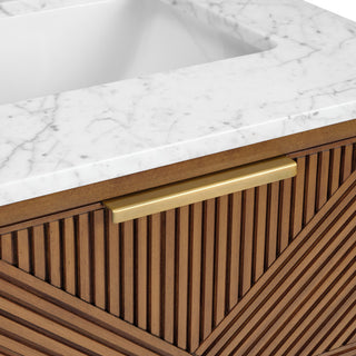 Diamond 24" Bath Vanity, Walnut/Satin Brass, 24", Marble Top