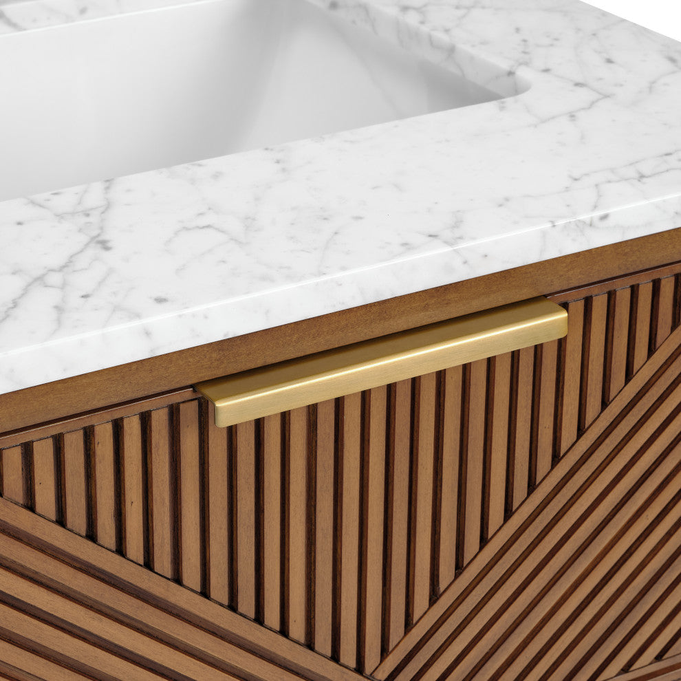 Diamond 24" Bath Vanity, Walnut/Satin Brass, 24", Marble Top