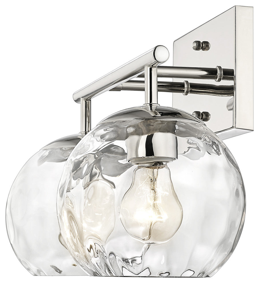 Mackenzie Polished Nickel <br> 2-Light Bath Vanity With Rippled Water glass