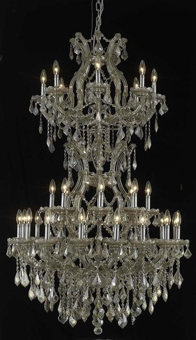 Elegant Maria Theresa Foyer Hall Light, Golden Teak Finish With Royal Crystal