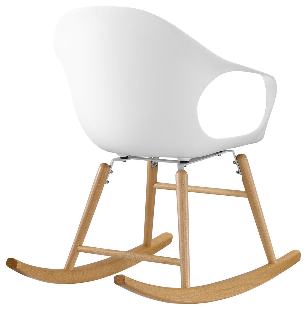 Modern Contemporary Rocking Chair, White Plastic