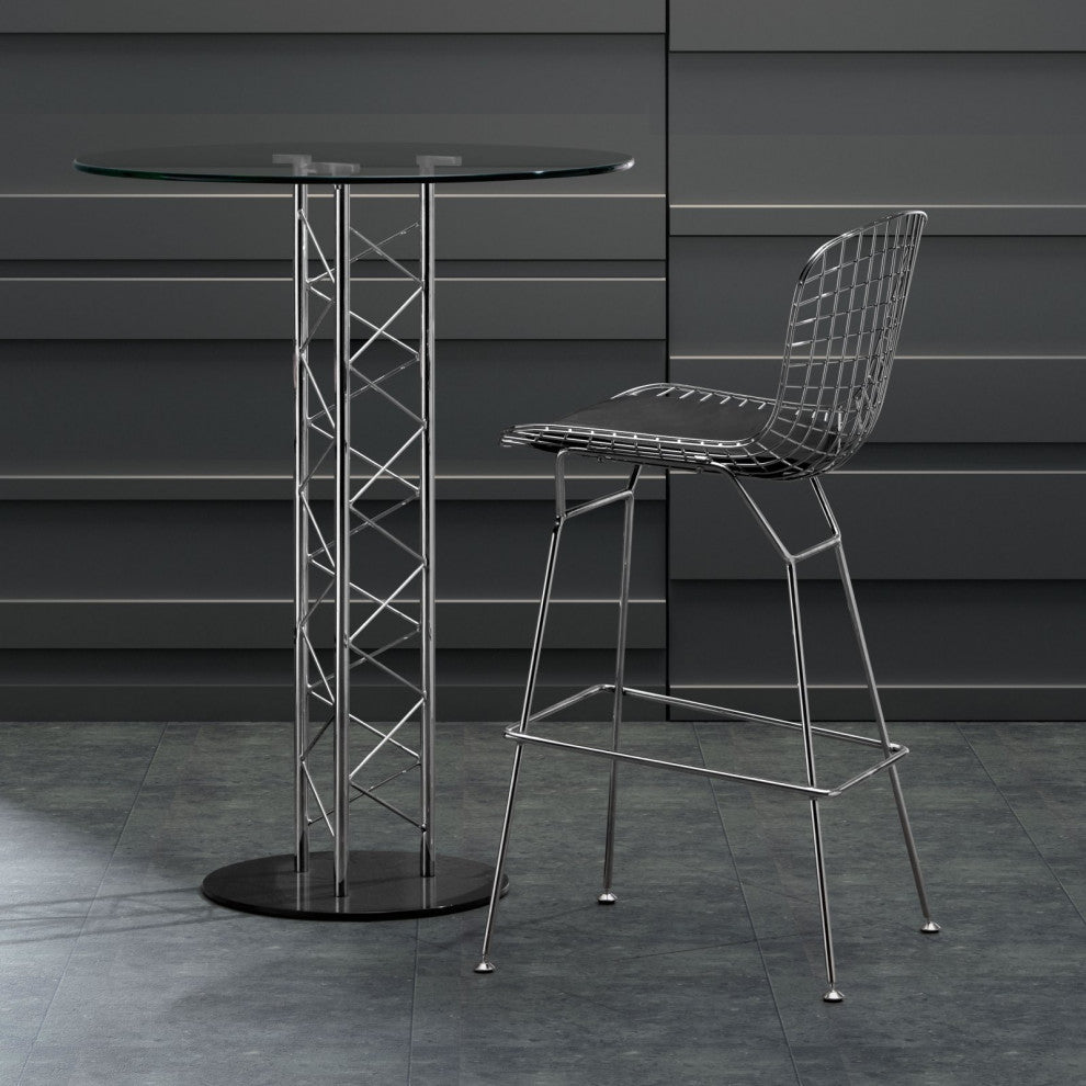 Bar Stool Chair Barstool, Set of 2, Steel Metal, Chrome, Mid Century Cafe