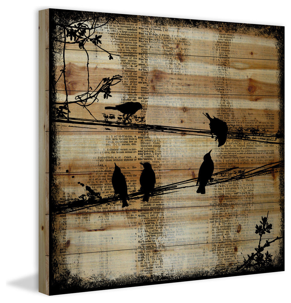 Marmont Hill, "Word Keepers" by Vicki Butler Painting Print, Natural Pine Wood