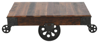 Metal And Reclaimed Wood Cart Coffee Table