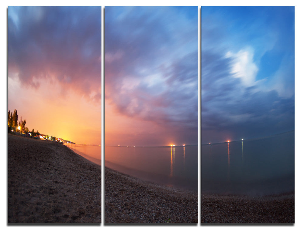 "Summer Night With Blue Sky" Skyline Canvas Print, 3 Panels, 36"x28"
