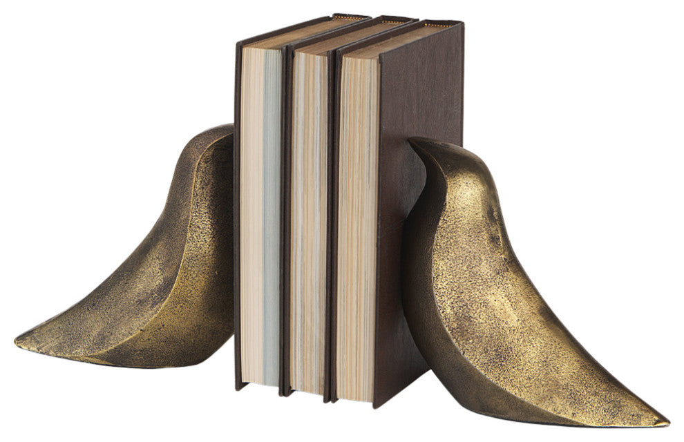 Dover, 2-Piece Set, 15Lx4W Gold Aluminum Dove Bookends