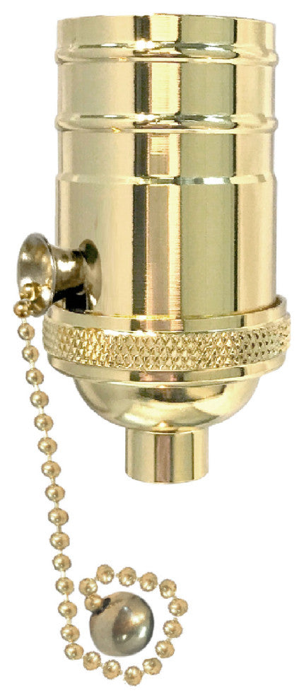 Royal Designs, Inc. Vintage Pull Chain Lamp Socket, Polished Brass, Set of 4