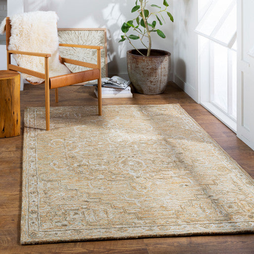 Surya Shelby SBY-1006 4'x6' Rug, Burnt Orange/Olive/Khaki/Tan/Cream/Aqua