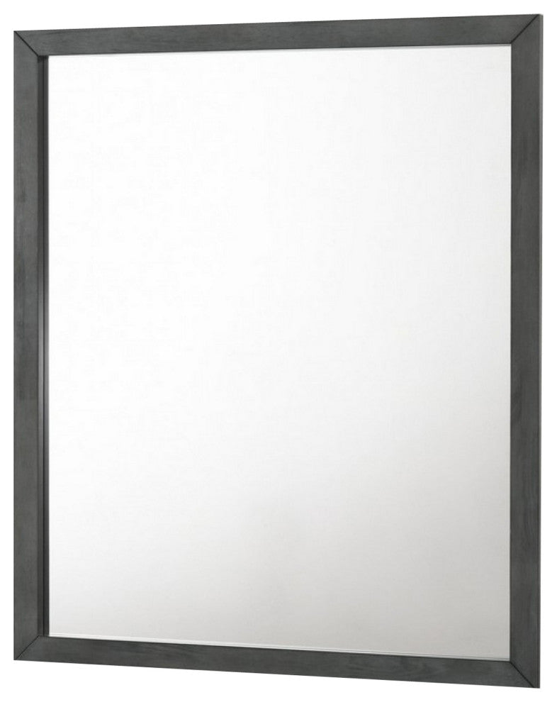 Benzara BM232852 Wall Mirror, Rectangle Frame/Natural Wood Grain Details, Gray