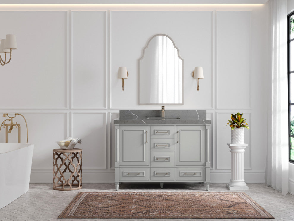 Aberdeen 48 Single Sink Bath Vanity in Coventry Gray 2" Piatra Gray
